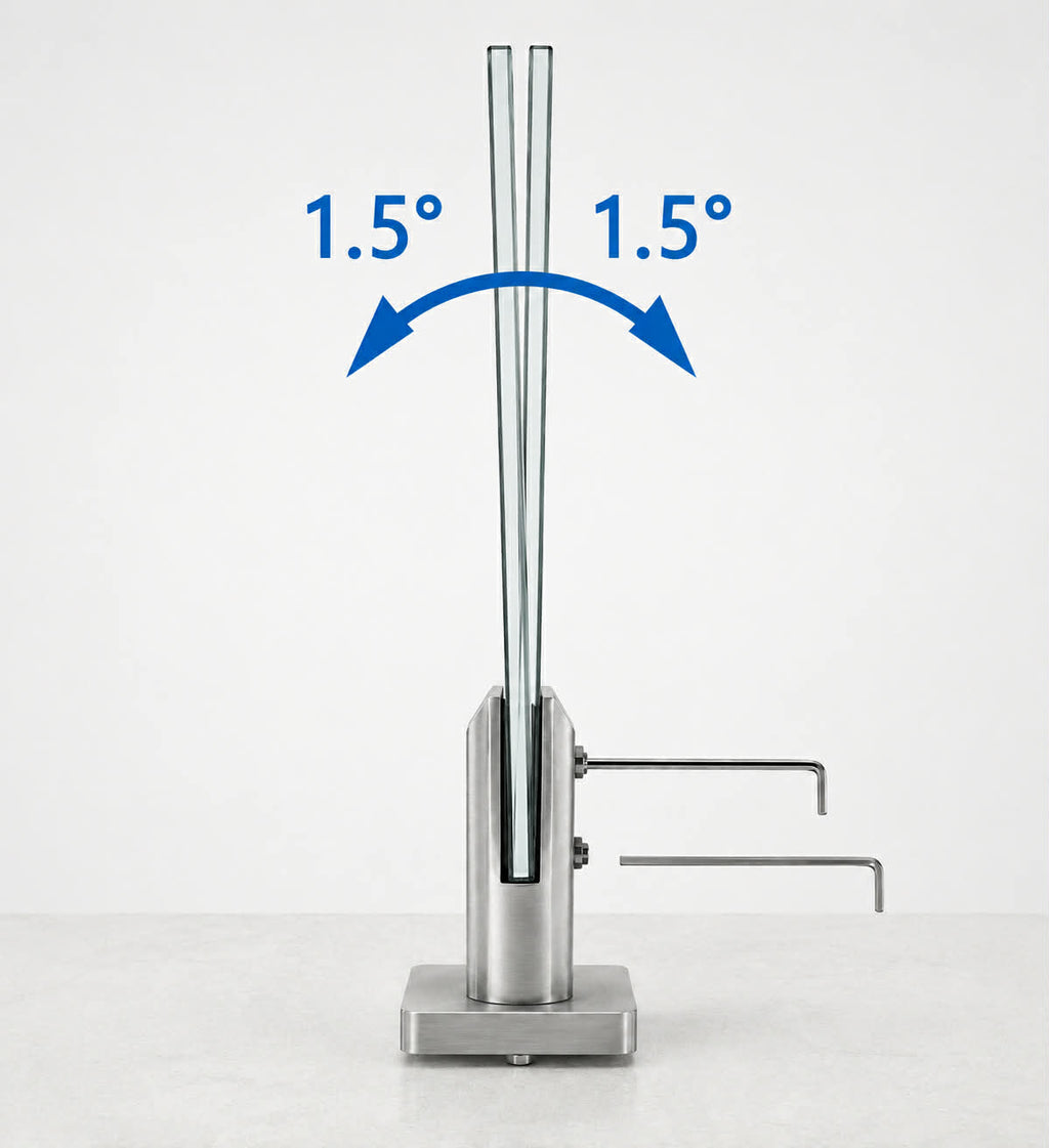6½” Adjustable Frameless Glass Pool Fence & Railing Spigot – Duplex 2205 Marine-Grade Stainless Steel