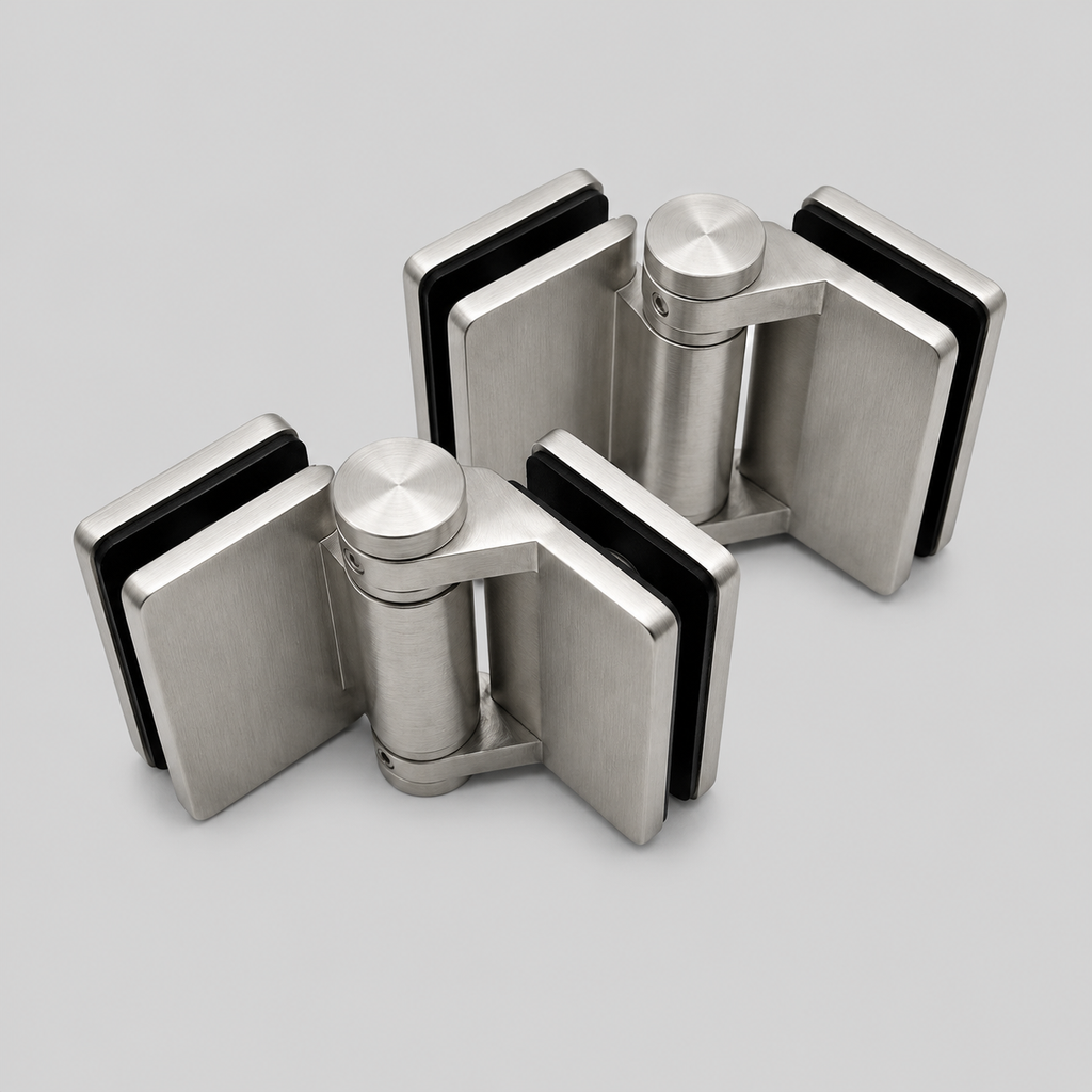 90° Glass-to-Glass Self-Closing Gate Hinge — 316 Stainless Steel