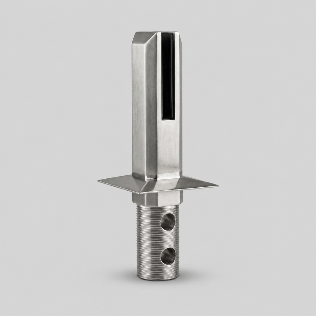 Square Core-Mount Deluxe Glass Spigot — Duplex 2205 Stainless Steel