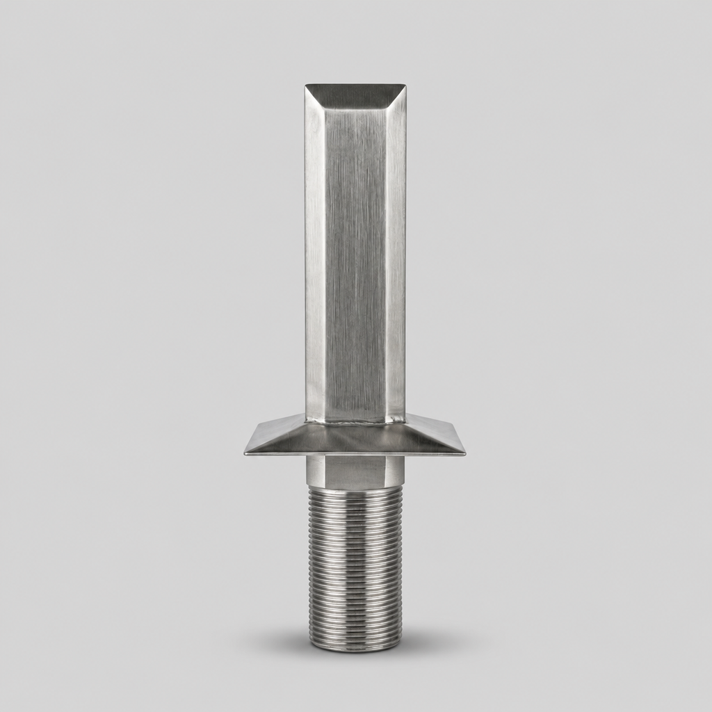 Square Core-Mount Deluxe Glass Spigot — Duplex 2205 Stainless Steel