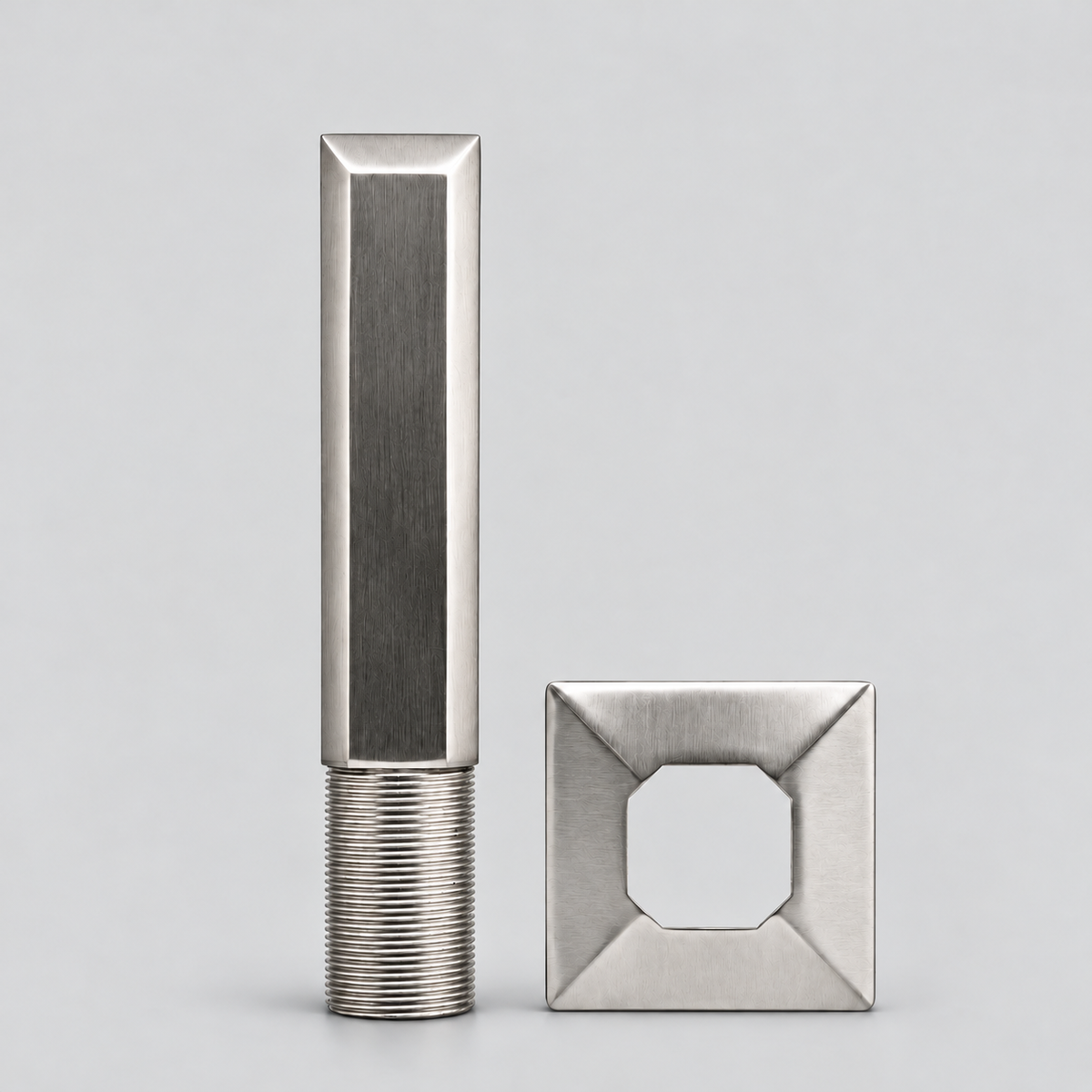 Square Core-Mount Deluxe Glass Spigot — Duplex 2205 Stainless Steel