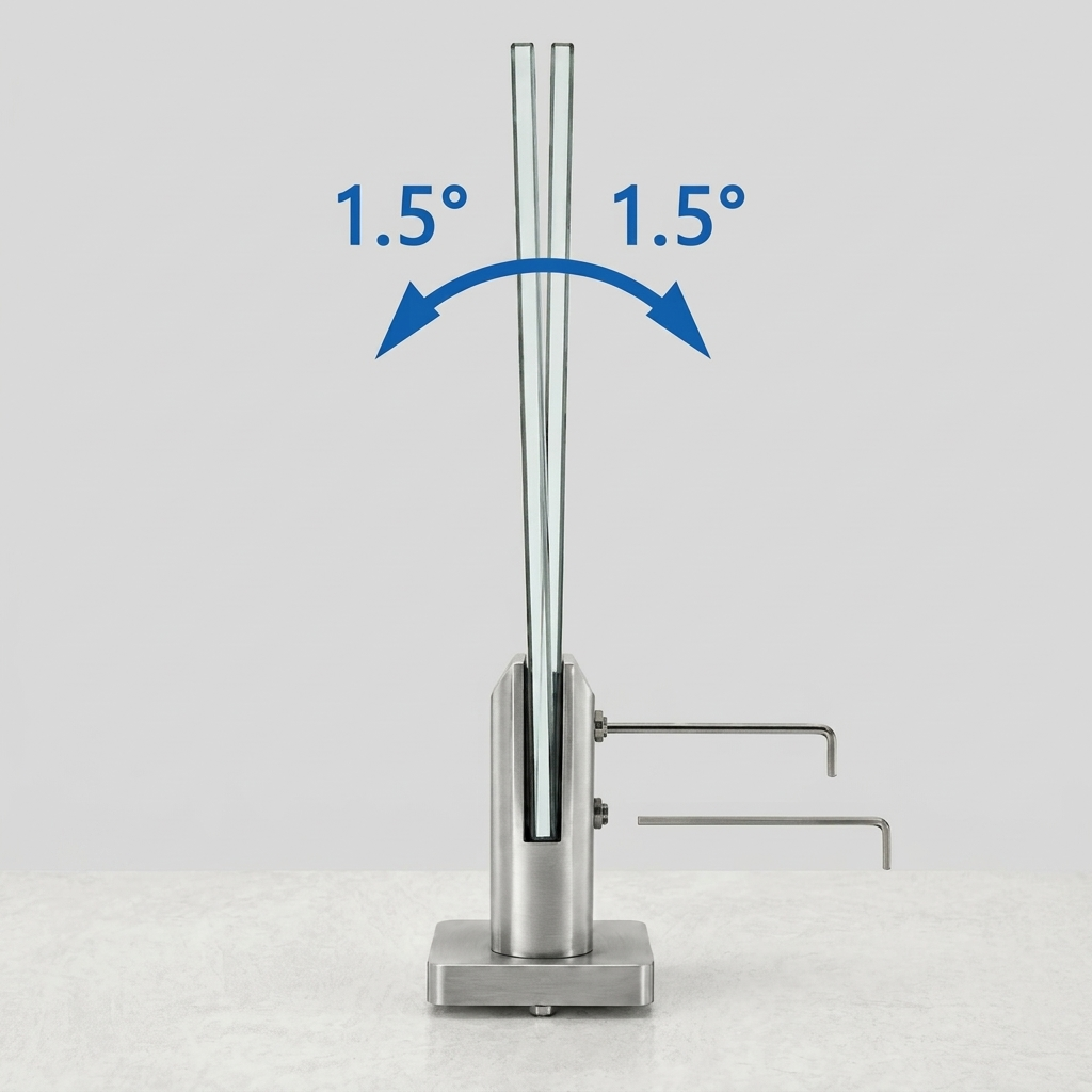 6½” Adjustable Frameless Glass Pool Fence & Railing Spigot – Duplex 2205 Marine-Grade Stainless Steel